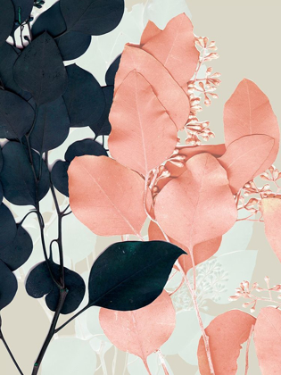 Picture of INDIGO AND BLUSH LEAVES II