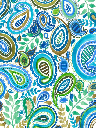 Picture of BLUE AND GREEN PAISLEY I
