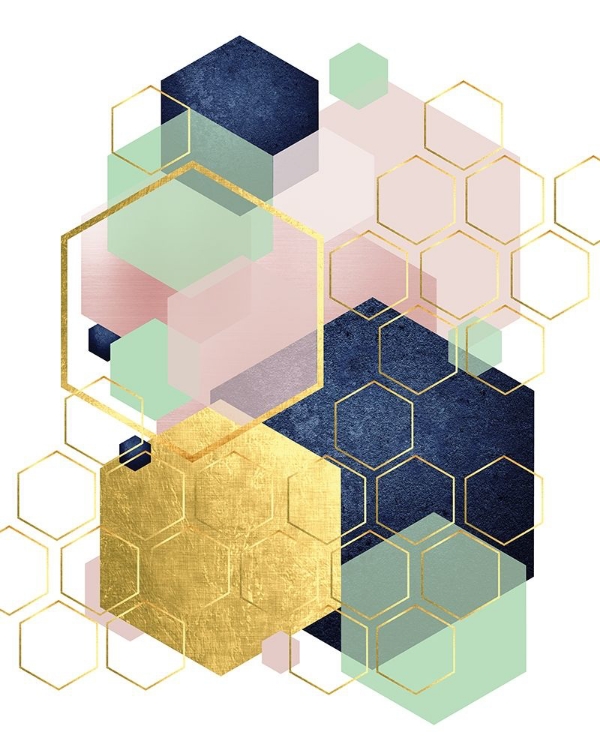 Picture of GOLD BLUSH NAVY MINT HEXAGONAL