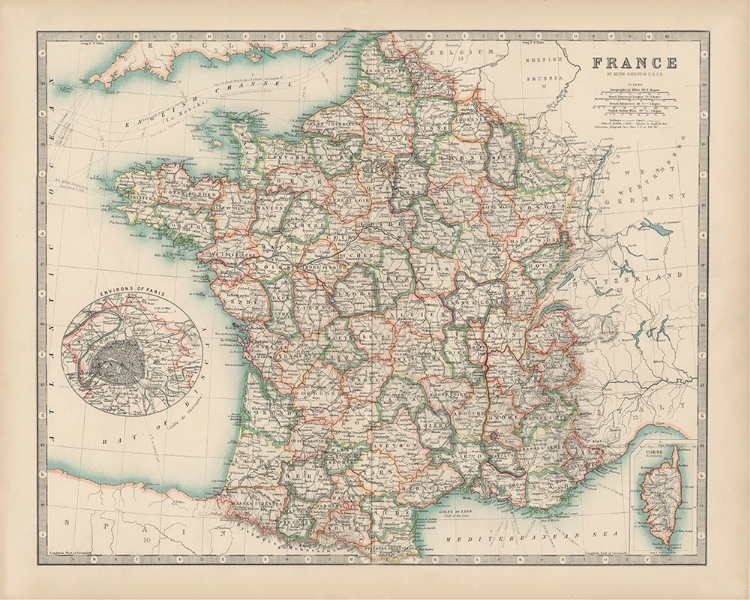 Picture of JOHNSTONS MAP OF FRANCE
