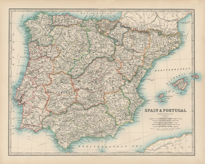 Picture of JOHNSTONS MAP OF SPAIN AND PORTUGAL