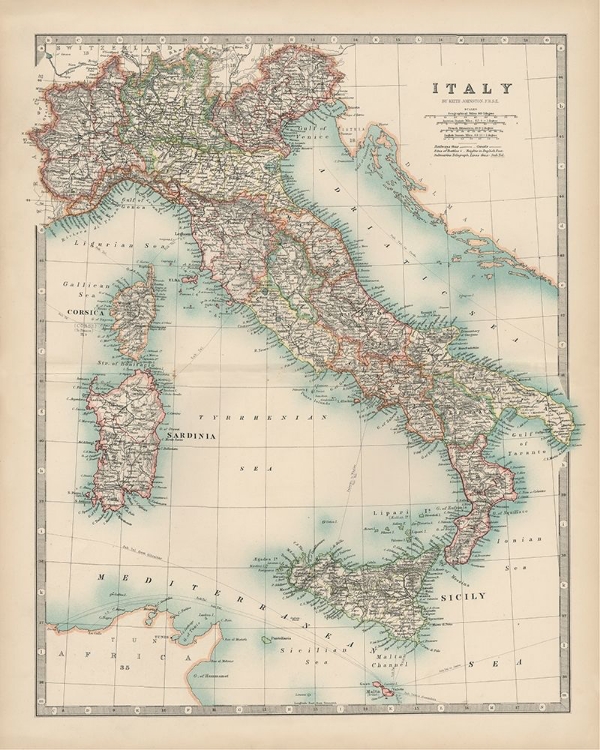 Picture of JOHNSTONS MAP OF ITALY