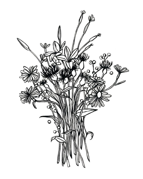 Picture of BLACK AND WHITE BOUQUET I