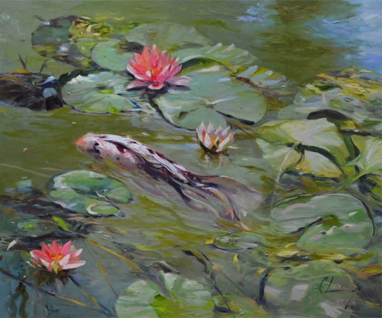 Picture of KOI AND LILIES III
