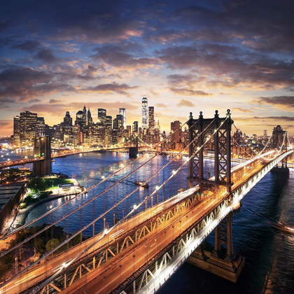 Picture of SUNSET OVER BROOKLYN AND MANHATTAN BRIDGES
