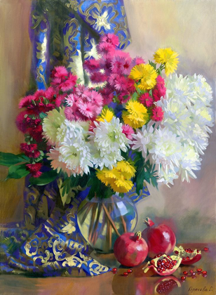Picture of CHRYSANTHEMUMS AND POMEGRANATES