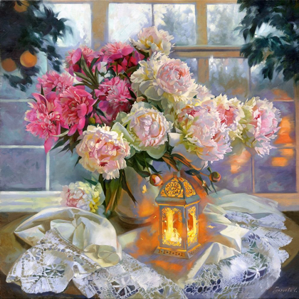 Picture of PEONIES AND LANTERN