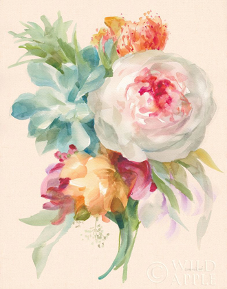 Picture of GARDEN BOUQUET I ON PEACH LINEN