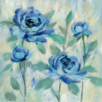 Picture of BRUSHY BLUE FLOWERS I