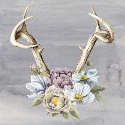 Picture of ANTLERS AND FLOWERS I