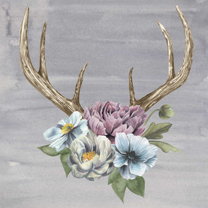 Picture of ANTLERS AND FLOWERS II