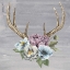 Picture of ANTLERS AND FLOWERS II