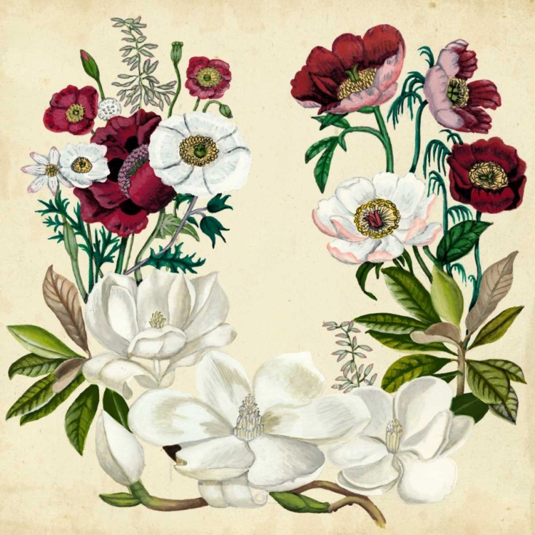 Picture of MAGNOLIA AND POPPY WREATH I