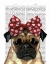Picture of PUG WITH RED SPOTTY BOW ON HEAD