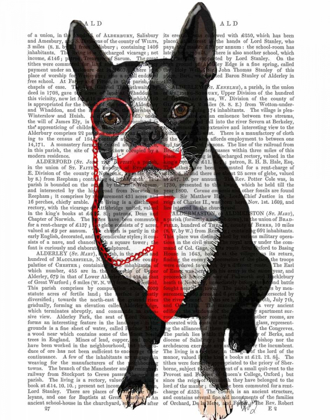Picture of BOSTON TERRIER WITH RED TIE AND MOUSTACHE