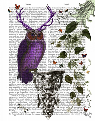 Picture of PURPLE OWL WITH ANTLERS