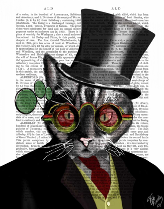 Picture of STEAMPUNK CAT - TOP HAT AND RED YELLOW GLASSES