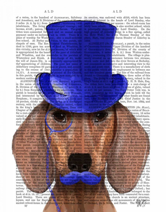 Picture of DACHSHUND WITH BLUE TOP HAT AND BLUE MOUSTACHE
