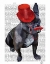 Picture of FRENCH BULLDOG WITH RED TOP HAT AND MOUSTACHE