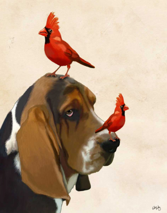 Picture of BASSET HOUND AND BIRDS