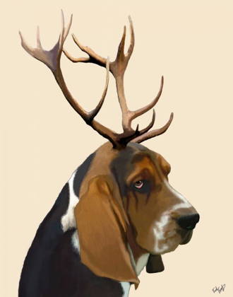 Picture of BASSET HOUND AND ANTLERS