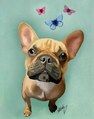 Picture of BROWN FRENCH BULLDOG AND BUTTERFLIES