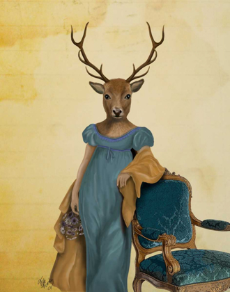 Picture of DEER IN BLUE DRESS