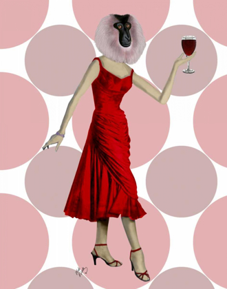 Picture of MONKEY IN RED DRESS WITH WINE