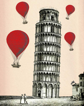 Picture of TOWER OF PISA AND RED HOT AIR BALLOONS