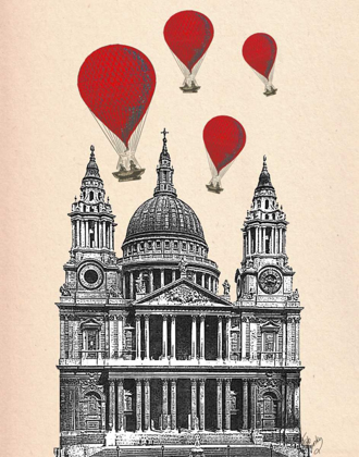 Picture of ST PAULS CATHEDRAL AND RED HOT AIR BALLOONS
