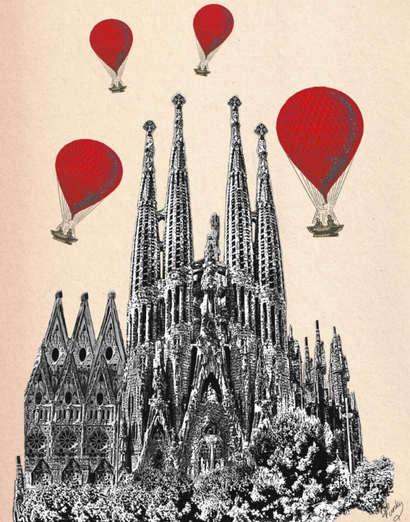 Picture of SAGRADA FAMILIA AND RED HOT AIR BALLOONS