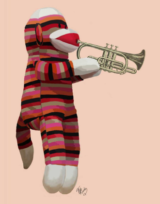 Picture of SOCK MONKEY PLAYING TRUMPET