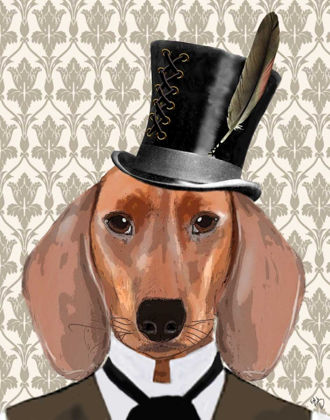 Picture of DACHSHUND DOG WITH TOP HAT