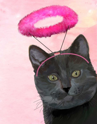 Picture of BLACK CAT WITH PINK ANGEL HALO