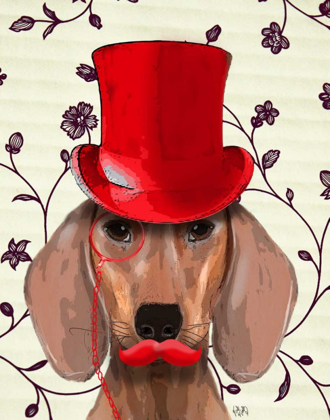 Picture of DACHSHUND WITH RED TOP HAT