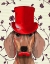 Picture of DACHSHUND WITH RED TOP HAT