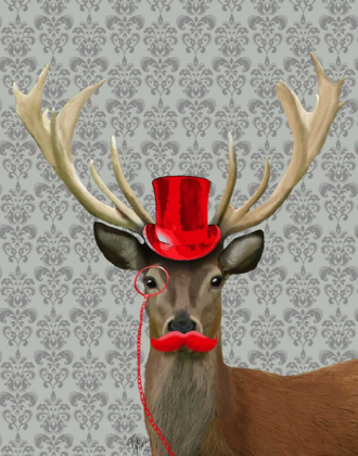 Picture of DEER WITH RED HAT AND MOUSTACHE