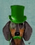 Picture of DACHSHUND WITH GREEN TOP HAT BLACK TAN