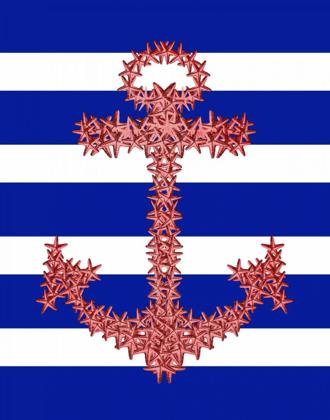 Picture of RED STARFISH ANCHOR ON BLUE AND WHITE