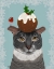 Picture of GREY CAT AND CHRISTMAS PUDDING