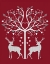 Picture of CHRISTMAS DES - DEER AND HEART TREE, GREY ON RED