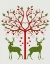 Picture of CHRISTMAS DES - DEER AND HEART TREE, ON CREAM