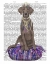 Picture of WEIMARANER ON PURPLE CUSHION