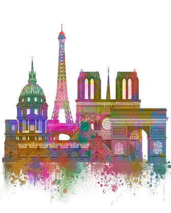 Picture of PARIS SKYLINE RAINBOW BRIGHT 