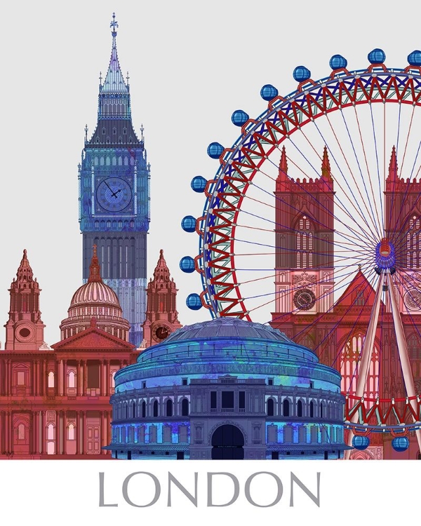 Picture of LONDON LANDMARKS , RED BLUE