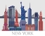 Picture of NEW YORK LANDMARKS , RED BLUE