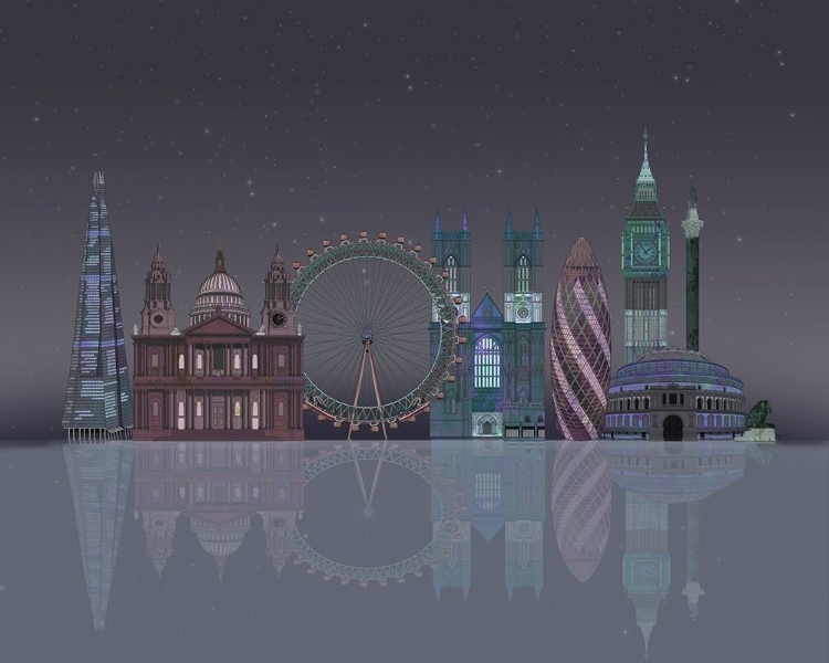 Picture of LONDON SKYLINE NIGHT REFLECTIONS