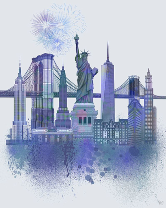 Picture of NEW YORK SKYLINE WATERCOLOUR SPLASH BLUE