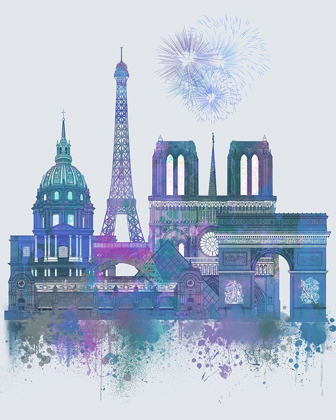 Picture of PARIS SKYLINE WATERCOLOUR SPLASH BLUE