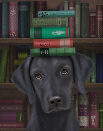 Picture of BLACK LABRADOR AND BOOKS
